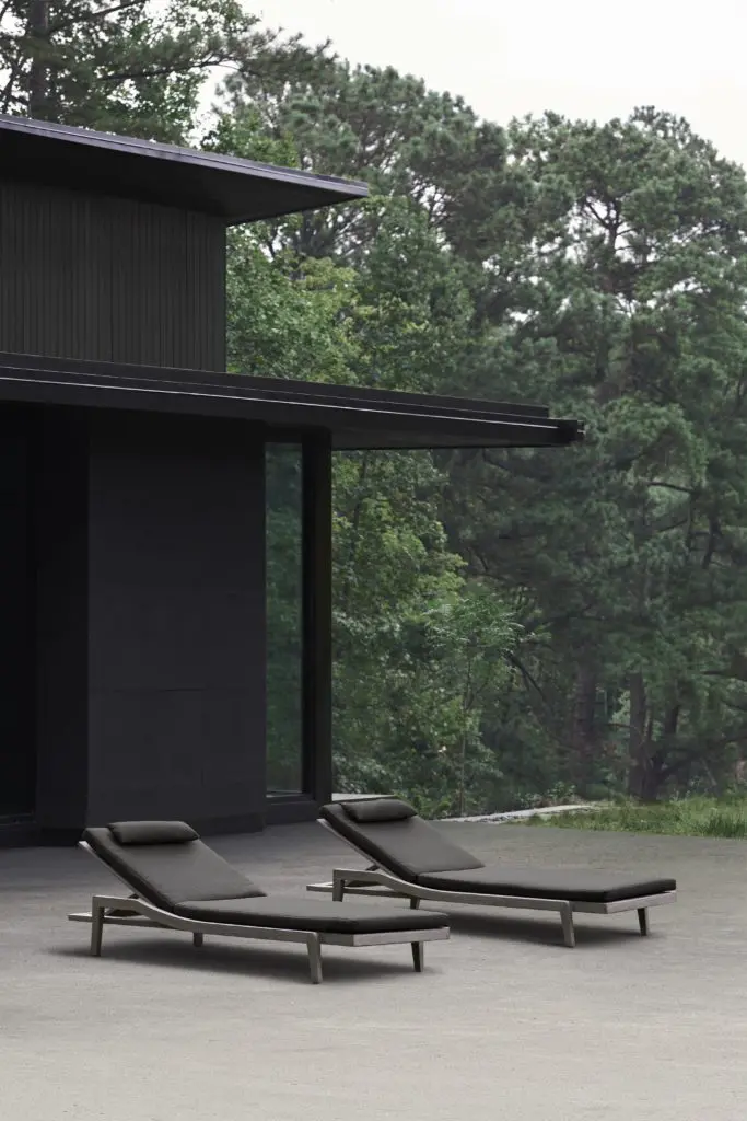 Sleek lounges are included in the Mitchell Gold + Bob Williams outdoor collections.