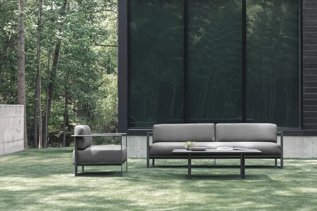 Mitchell Gold + Bob Williams' Sanibel collection of outdoor furniture is handcrafted from cast aluminum.