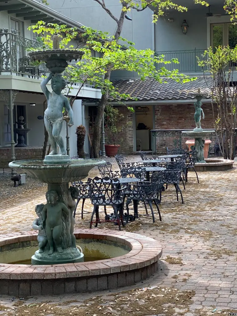 The interior courtyard of the Garden Bungalows at La Colomobe d'Or Hotel & Residences have a decidedly New Orleans vibe. (Photo by Shelby Hodge)
