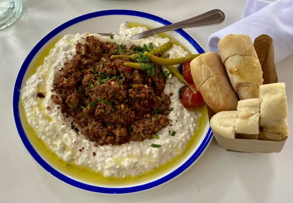 The Ali Nazik is a heavenly dish of eggplant yogurt and ground lamb at Mandolin Aegean Bistro. (Photo by Megan Ziots)