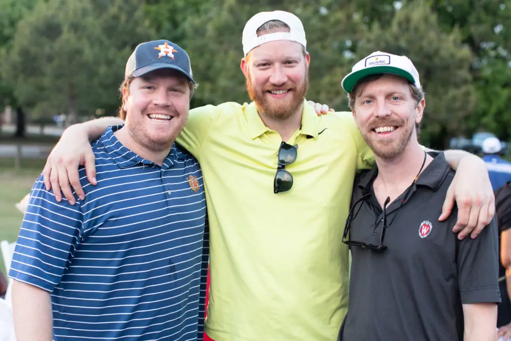 Jack Nugent, Rob Piwonka, Nick Nugent at the Lucille's 1913 golf tournament awards dinner at Hermann Park Golf Course. (Photo by Leah Wilson)