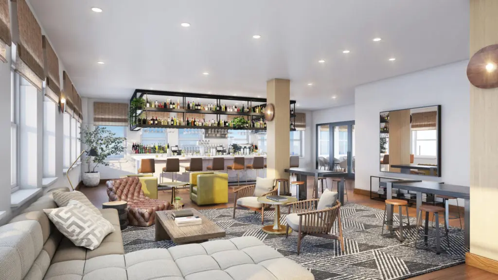 Kimpton Harper Hotel's 24th floor lobby and bar.