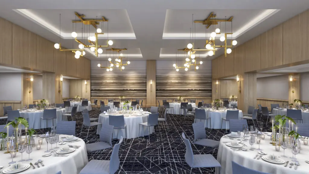 The Centurion Ballroom set for dinner.