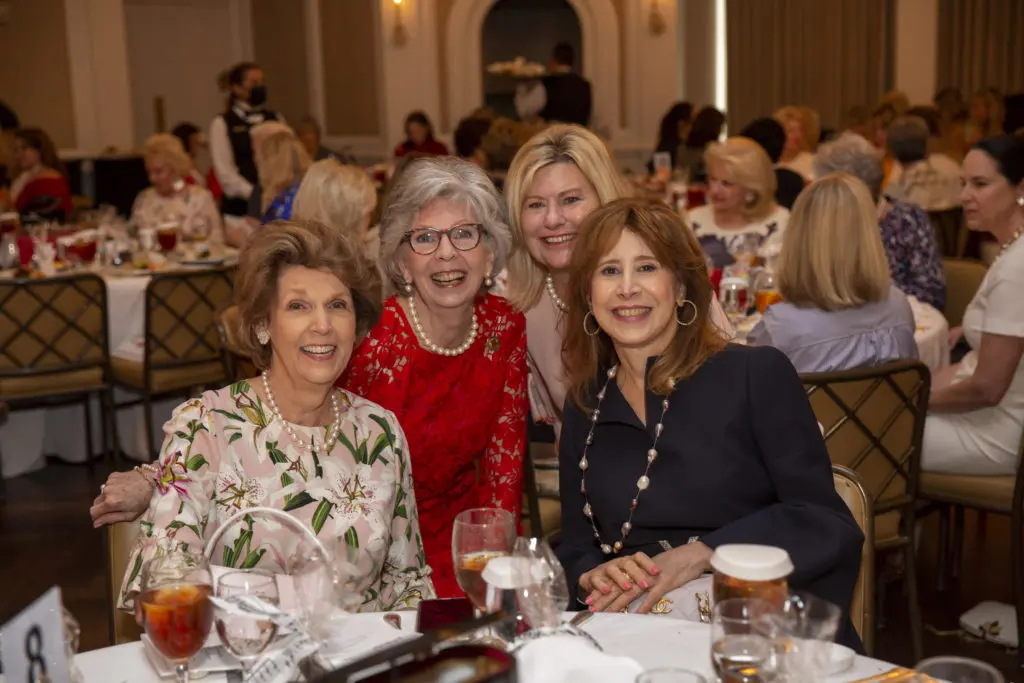 Lilly Andress, luncheon chair Gayle Eury, Maureen Higdon, honoree Vicki West at the Salvation Army Women's Auxiliary Reflections on Style Luncheon at River Oaks Country Club. (Photo by Jenny Antill Clifton)