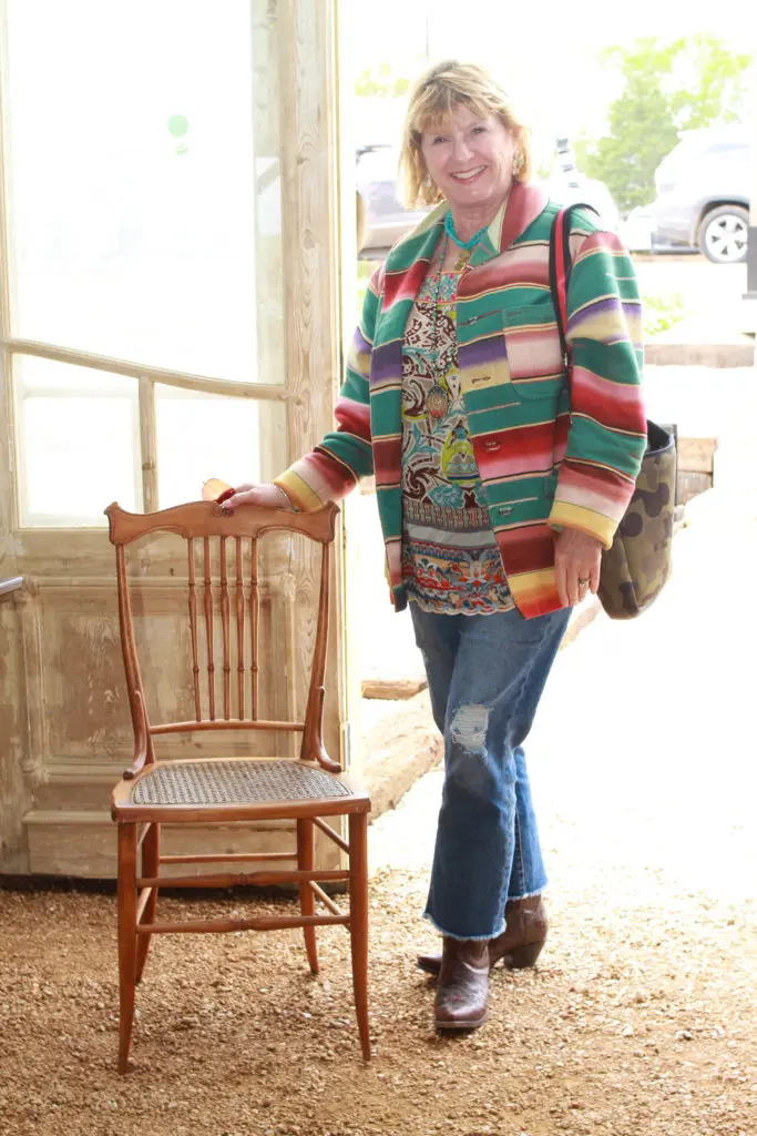 Linda Plant with an American 19th-century chair inherited from her mother. (Photo by Chris P. Bachman) 