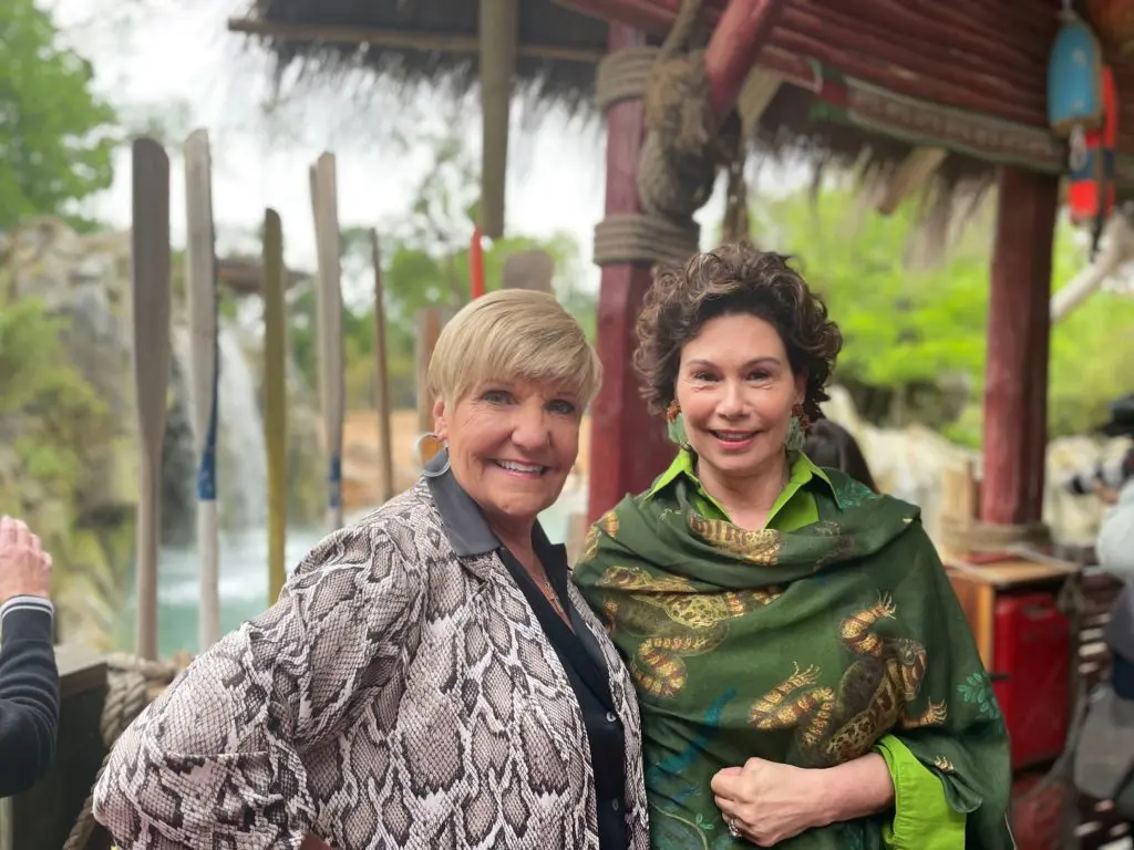 Mayor Betsy Price and Ramona Bass celebrate the opening of Elephant Springs. (Photo by Courtney Dabney)