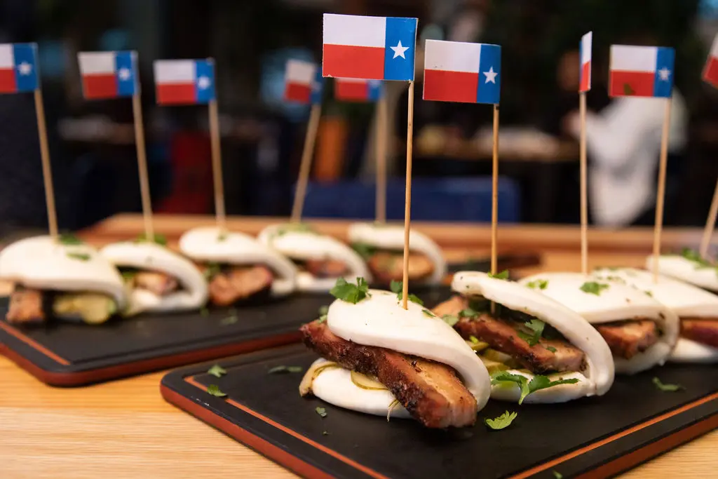 Pork Belly Bao is on the menu at Levy Park's Woodshed Smokehouse. (Photo by Leah Wilson)