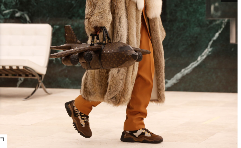 Louis Vuitton introduces its free-standing men's boutique in The Galleria Houston this summer. Pictured here the $39,000 travel bag shaped like an airplane.