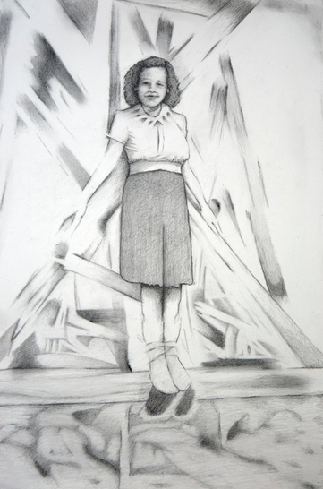 Dallasite Michael Bise's graphite drawings combine autobiographical narrative with labor-intensive attention to detail. Bise's "Constructivist Girl," 2018. Courtesy Lawndale Art Center. 