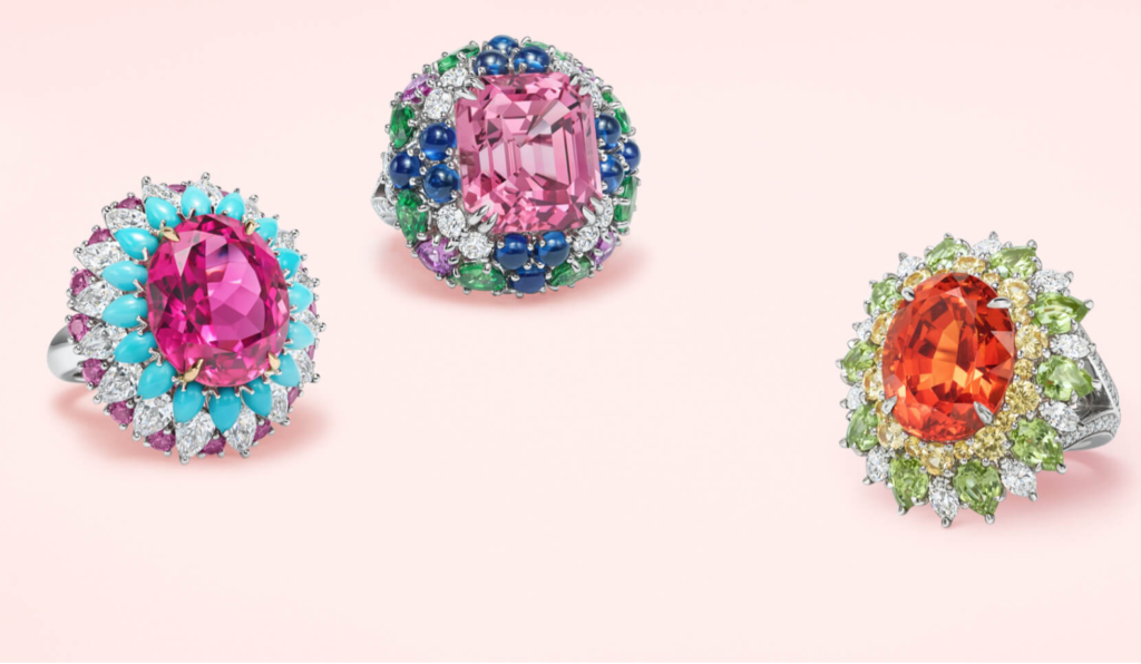 Stunning cocktail rings are focus of the Winston Candy Collection with gemstones taking the starring role.