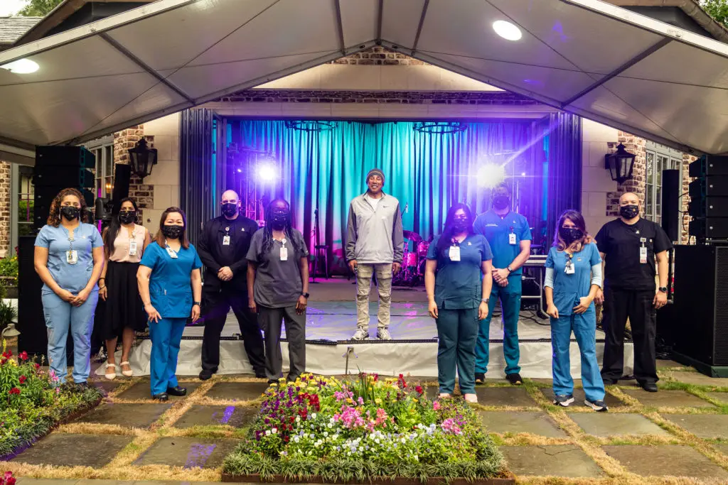 Memorial Hermann frontline heroes sit in on Smokey Robinson's rehearsal for the Memorial Hermann Foundation Circle of Life Gala. (Photo by Wilson Parrish)