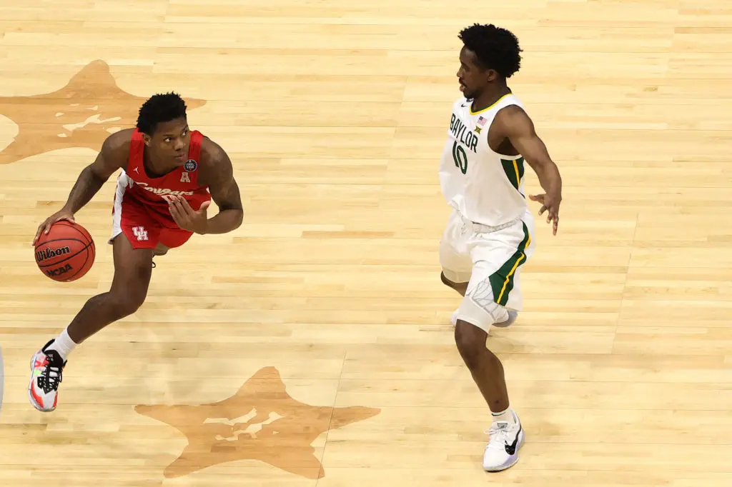 Marcus Sasser rose to the moment against Baylor in the Final Four. (Photo by Trevor Brown Jr/NCAA Photos via Getty Images )