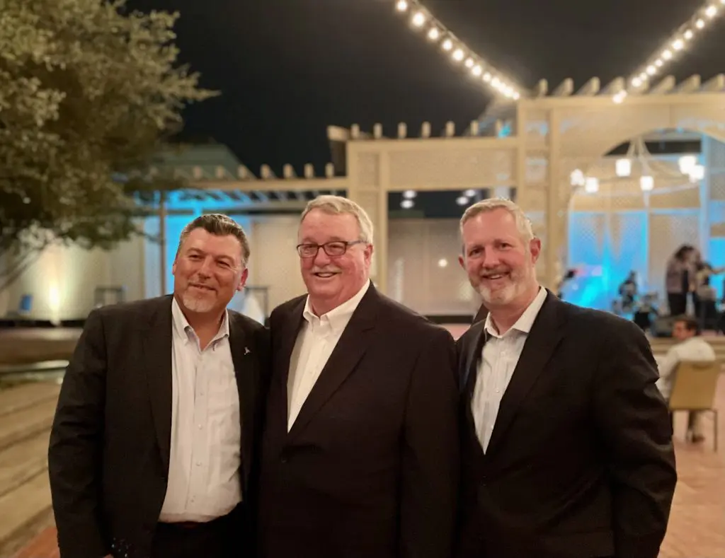 Assistant City Manager Jay Chapa, Visit Fort Worth CEO Bob Jameson, and Mark Dabney, Principal at BOKA Powell Architects enjoy the party. Photo by Courtney Dabney.