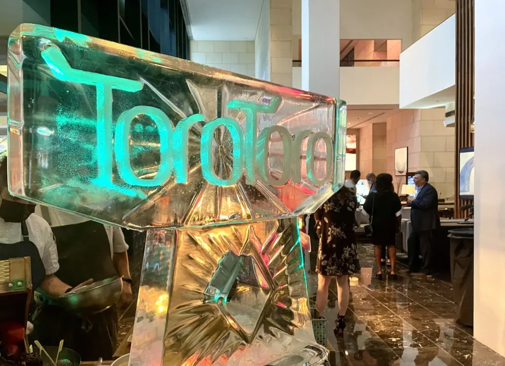 Toro Toro ice sculpture glistens. Tequila tastings and small bites were served. Photo by Courtney Dabney.