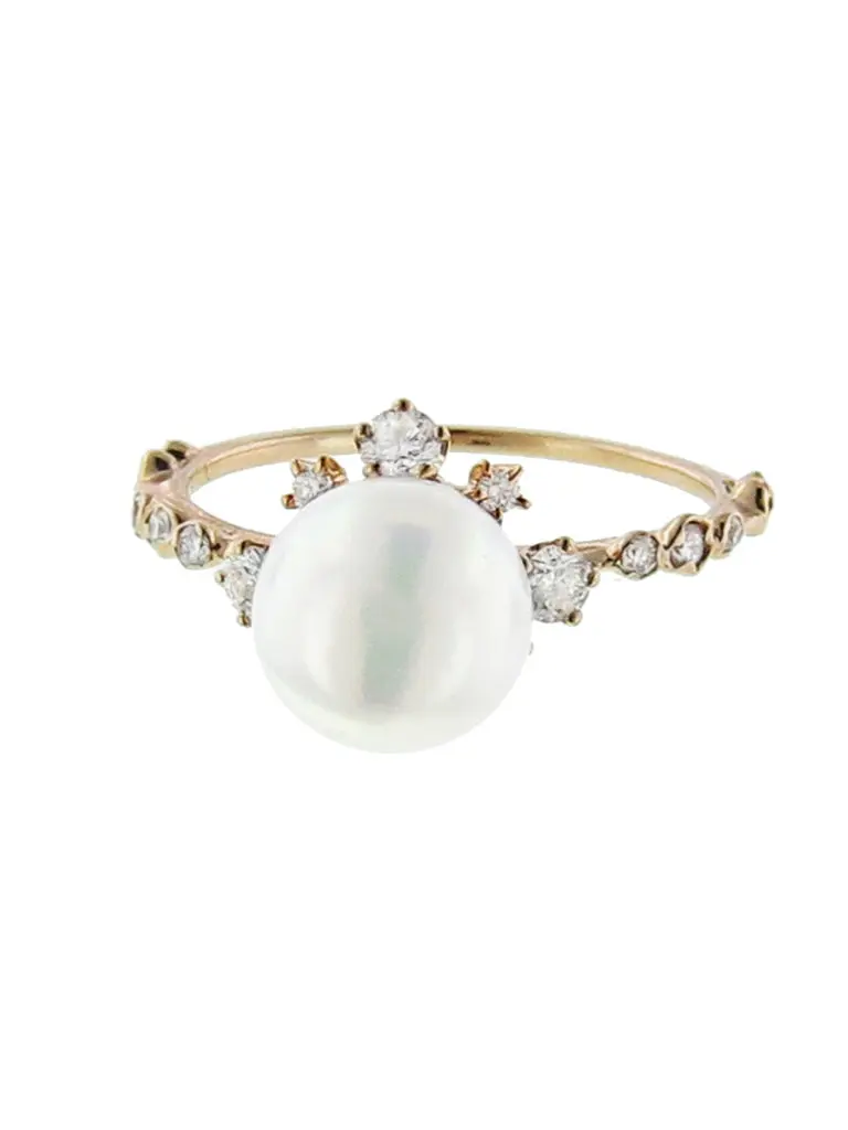 Central Kataoka pearl snowflake beige gold diamond ring from Ylang 23.