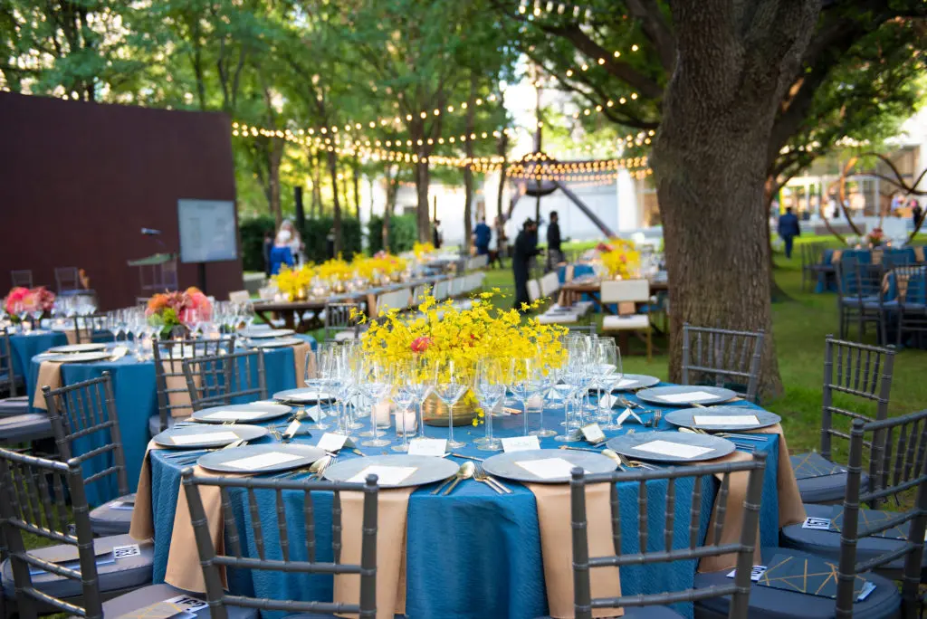 Dinner beneath the trees was provided by the talented chefs at Wolfgang Puck Catering — with a little extra help from the pairings provided by Hall Wines. (Photo by Tamytha Cameron)