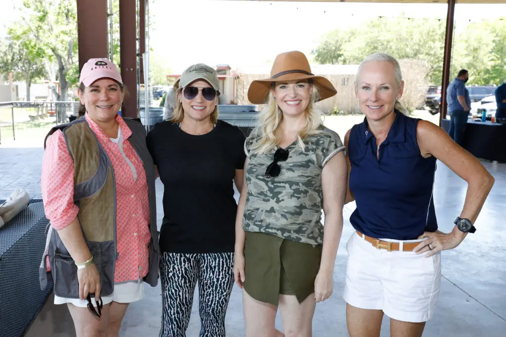 Carmen Mach, Mignon Gill, Julia Goytia and Melanie Rothwell at the Alley Theatre Sporting Clays event at the Greater Houston Gun Club. (Photo by Priscilla Dickson)