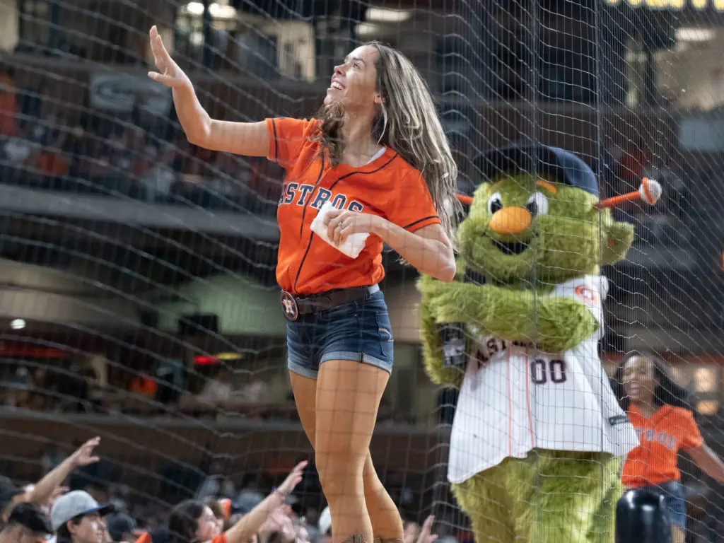 With Minute Maid Park back at full capacity, Orbit and his crew had fun. (Photo by F. Carter Smith)