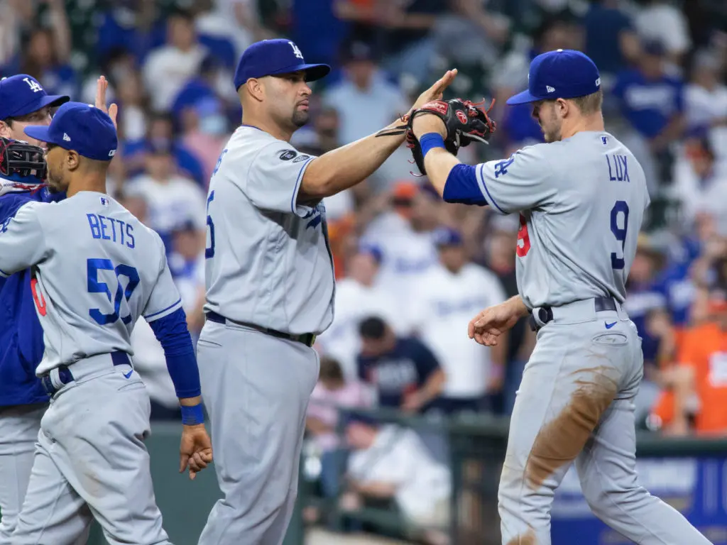 Albert Pujols (center) has brought a sense of gravitas and excitement to the Dodgers. (Photo by F. Carter Smith)