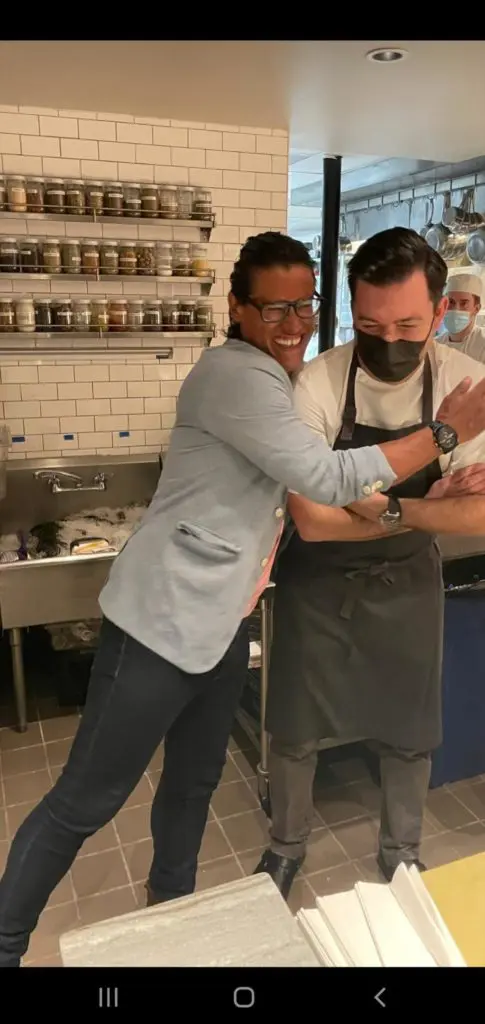 Chef Byron Gomez catches up with his pal from Café Boulud days, Chef Aaron Bludorn, in the latter's namesake Houston restaurant.