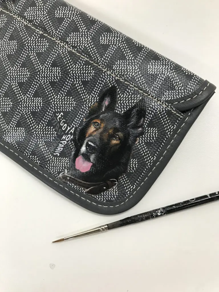 The Goyard bag is an ideal platform for a DLTAcustom canine portrait.