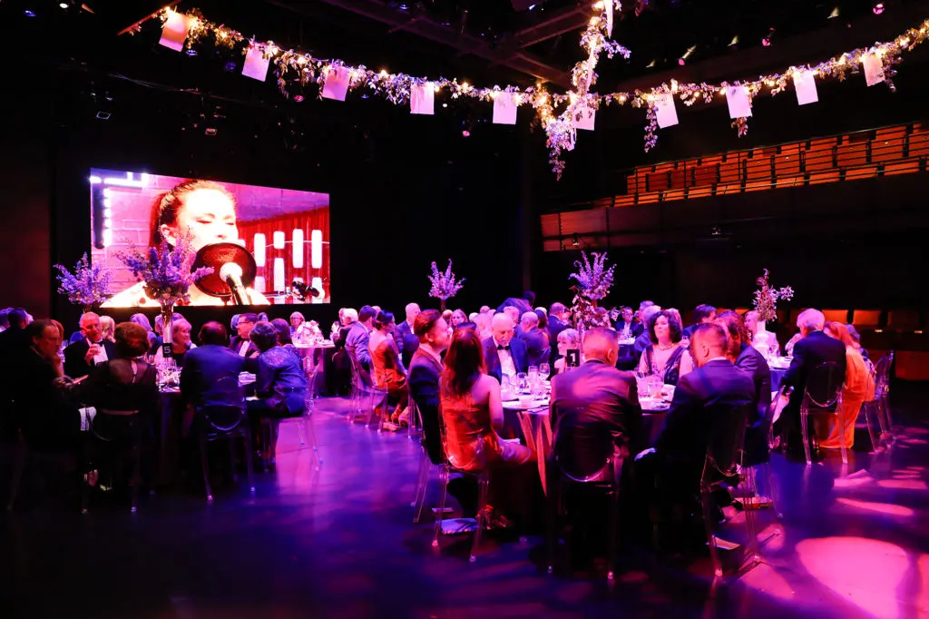Stages patrons and fans sit down for dinner during the Gala at The Gordy where red carpet arrivals and a Wolfgang Puck dinner simulate an awards evening. (Photo by Priscilla Dickson)