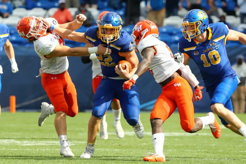 Isaiah Davis of South Dakota State ripped off some giant runs during the national championship game, including an 85-yard touchdown romp that would have made Derrick Henry proud.  (Photo by C. Morgan Engel/NCAA Photos via Getty Images)
