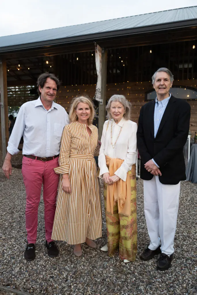 Matthew & Anna Lee, Gayle & Lloyd Bentsen at The Gathering Barn at Hope Farms where Recipe For Success hosted the Delicious Alchemy dinner. (Photo by Daniel Ortiz)