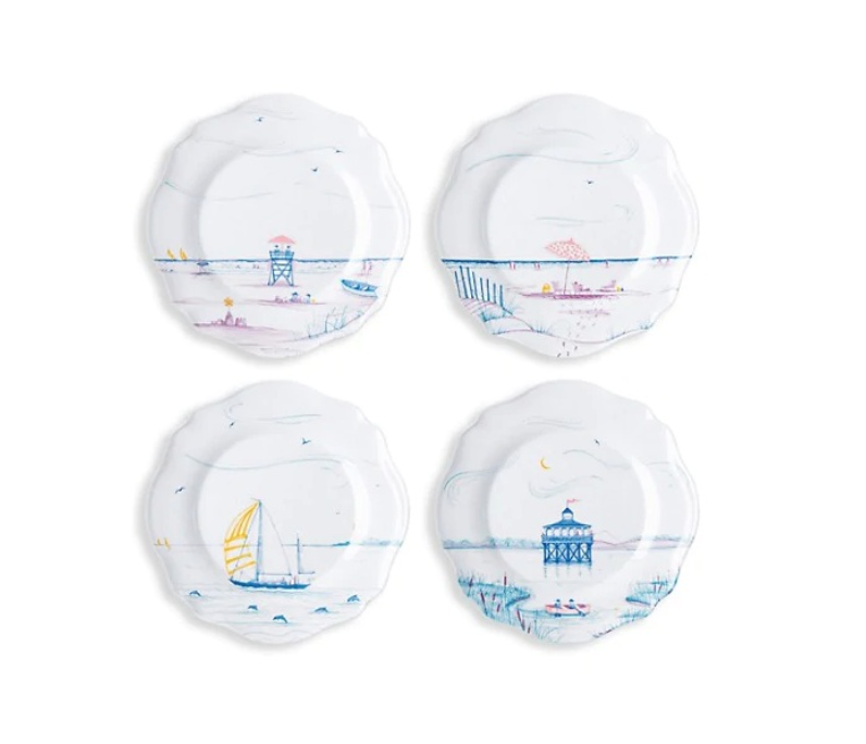 Juliska Country Estate Seaside 4-Piece Melamine Dessert & Salad Plate Set.