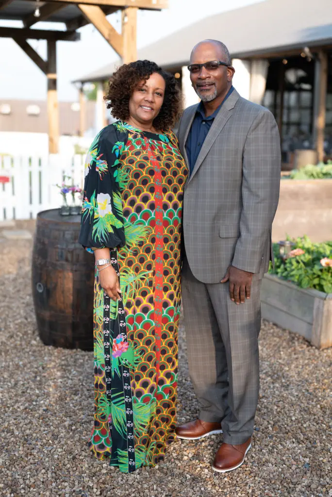 Shelly & Warren Spann in The Gathering Barn at Hope Farms where Recipe For Success hosted the Delicious Alchemy dinner. (Photo by Daniel Ortiz)