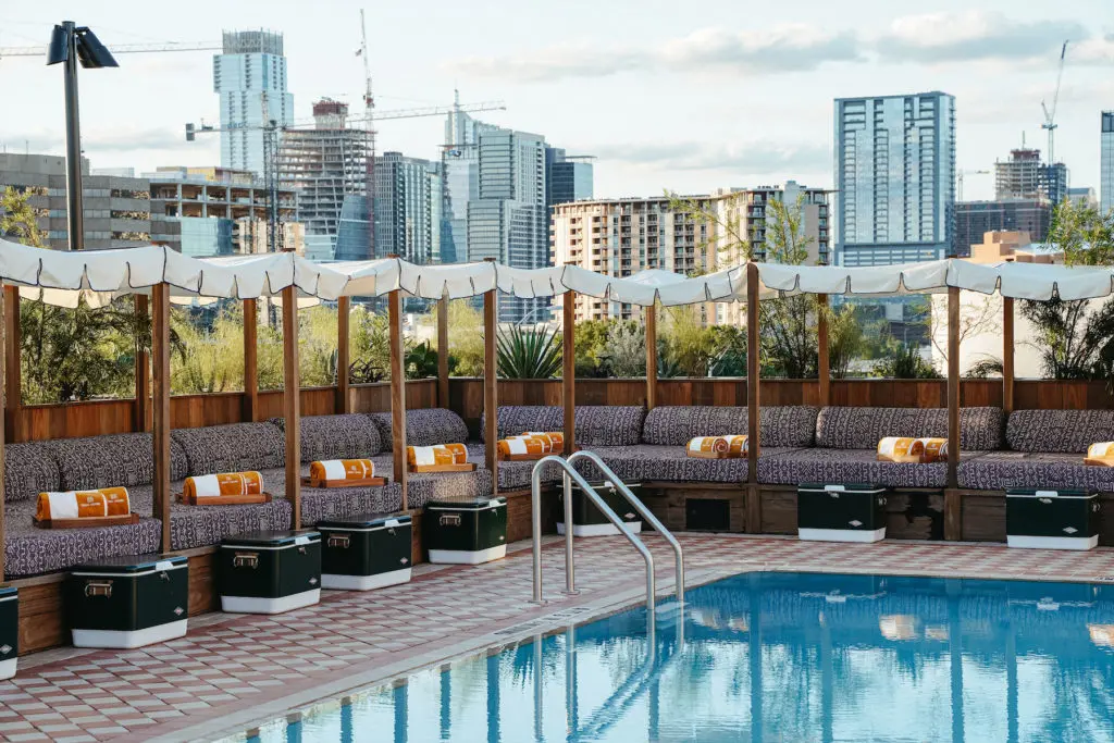 A cacti-lined path leads the way to Soho House Austin's rooftop pool. (Photo by Cristina Fisher)