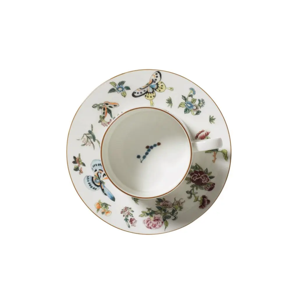 Kraak china, Adam Lippes dinnerware collection. Adam Lippes x OKA, Roseraie Tea Cup & Saucer.