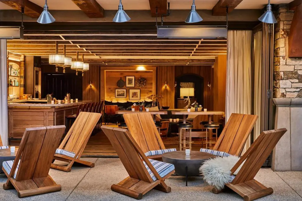 The Timber Room at Madeline Hotel is a new indoor-outdoor restaurant and bar. (Photo by Madeline Hotel & Residences, Auberge Resorts Collection)