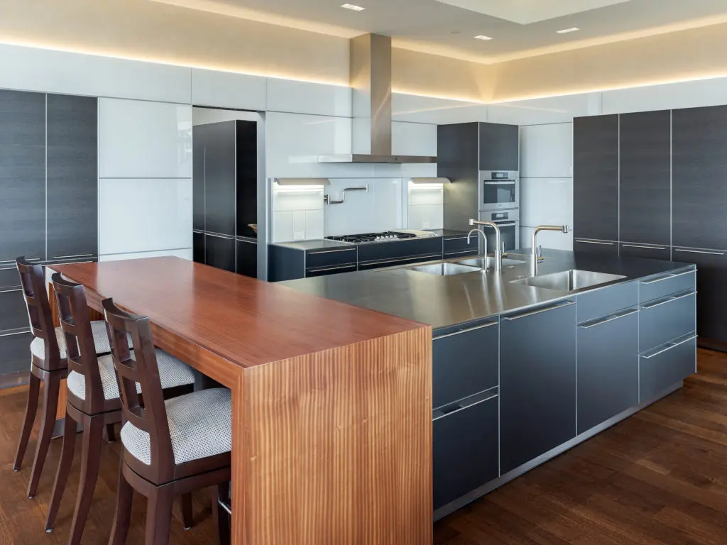 A custom black Balthaup kitchen. (Photo by Sean Gallagher Photo)