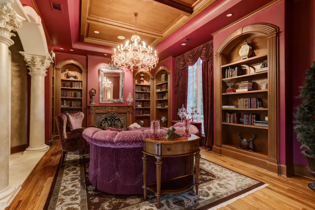 The European feel of the library is enhanced by one of the seven fireplaces. (Photo by TK Images)