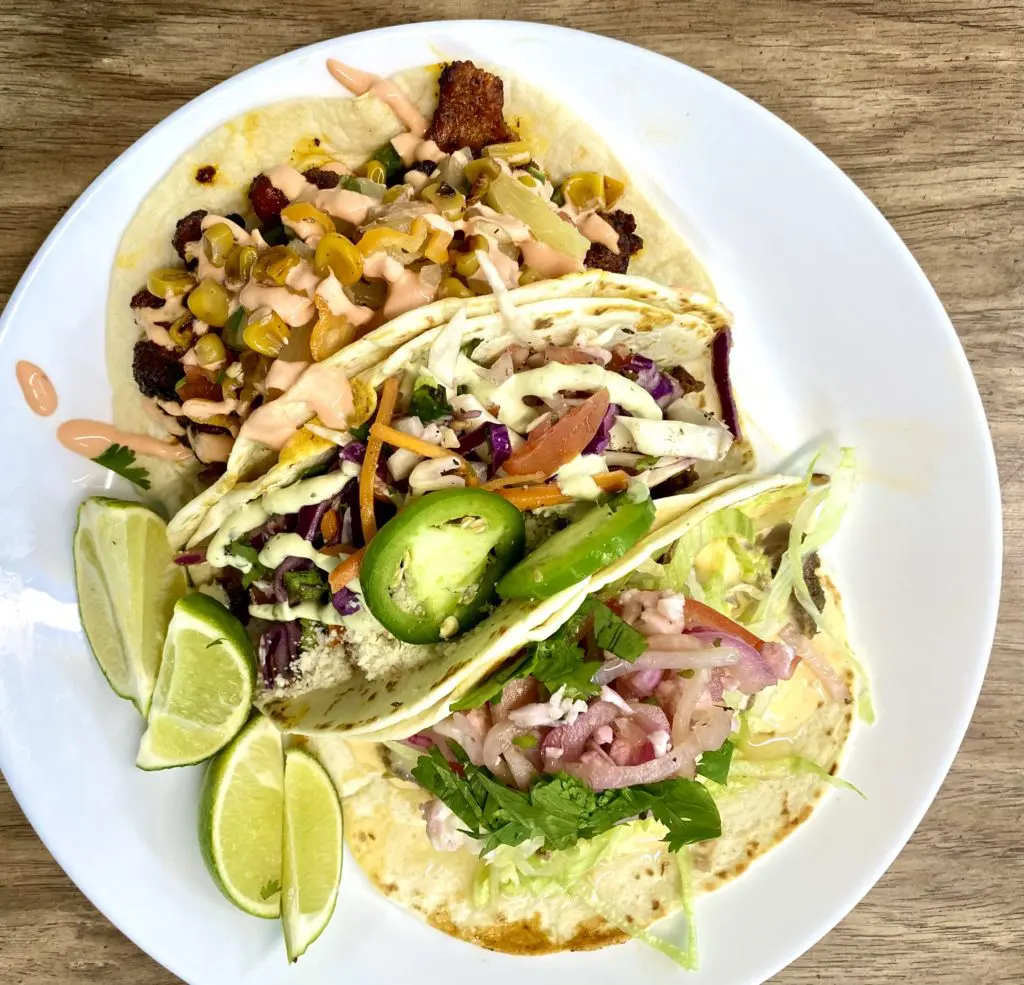 Tres Amigos, three styles of house tacos at Guapo Taco.