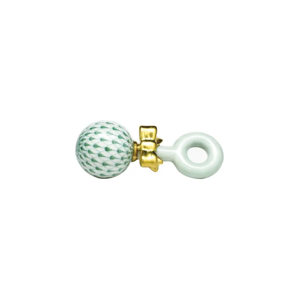 Herend porcelain hand-painted, gold-accented rattle.