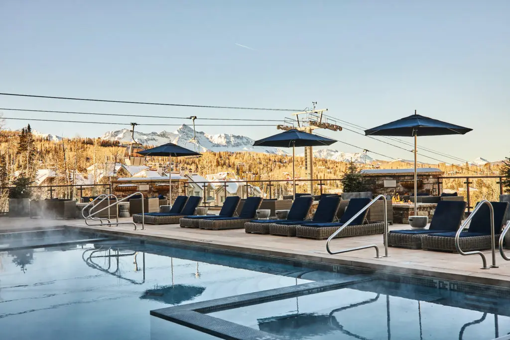 View the lift from your lounge chair.  (Photo by Madeline Hotel & Residences, Auberge Resorts Collection)