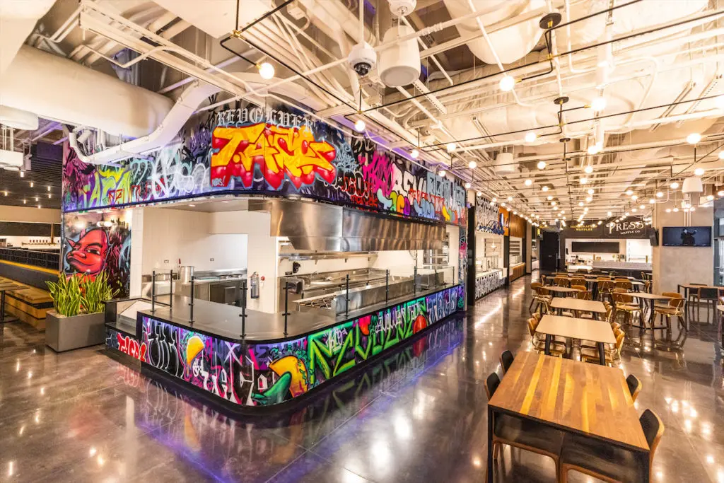 The Exchange food hall includes Double Tap, Revolver Taco, and more. (Photo by Kathy Tran)