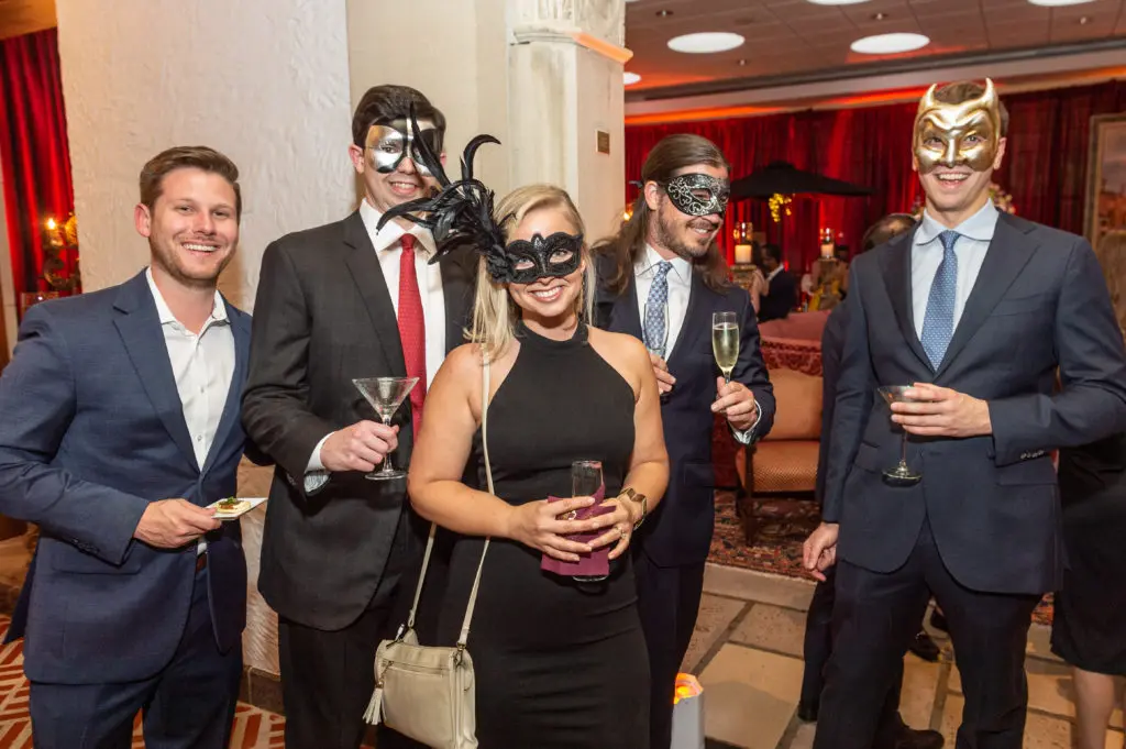 Peyton Easley, Mike Gassman, Grace Easley, Wilson Prioleau, Harris Pritchard at the Young Friends of Save Venice party at Rice University's Cohen House. (Photo by Fulton Davenport/ PWL Studio)