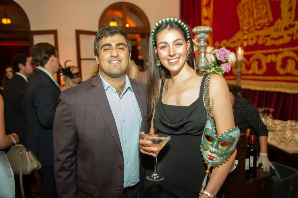 Sadi Moradi, Leah Badri at the Young Friends of Save Venice party at Rice University's Cohen House. (Photo by Fulton Davenport/ PWL Studio)
