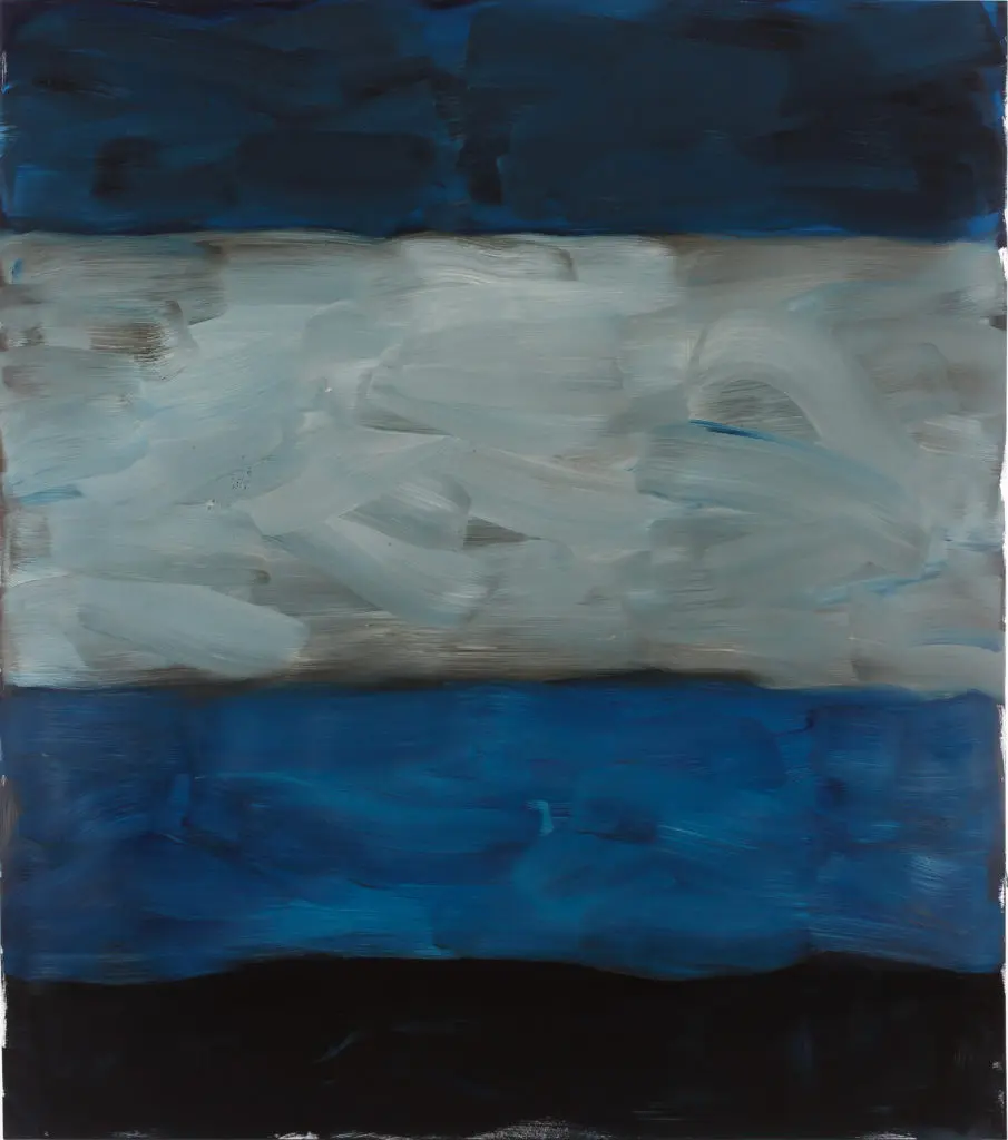 Sean Scully's "Landline North Blue," 2014 at The Modern. (Courtesy of the artist, photo by Robert Bean)