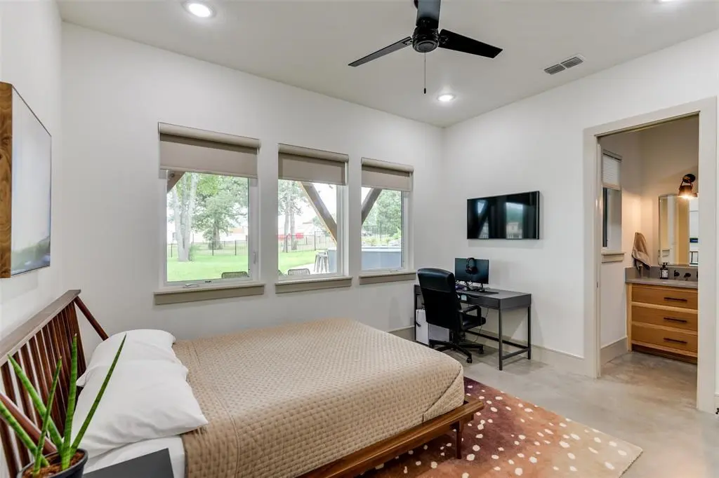 A downstairs bedroom. 