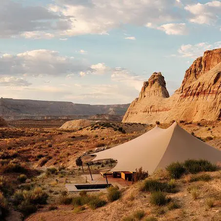 The tented retreat of Camp Sarika is a short hike or walk from the Amangiri  in South Utah  (Photo courtesy of Aman Resorts)