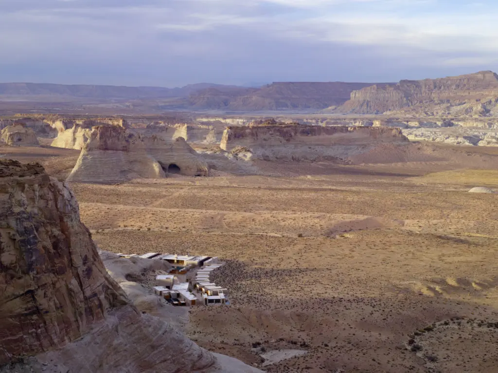 The valley view of the Amangiri reveals the dramatic desert terrain where the resort spreads across 600 acres. (Photo courtesy of Aman Resorts)