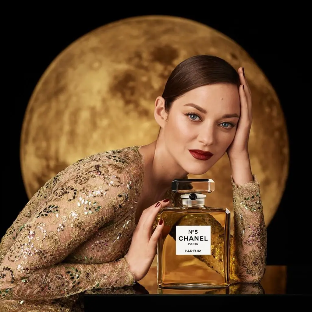 The iconic scent, Chanel No5 with brand ambassador Marion Cottillard.