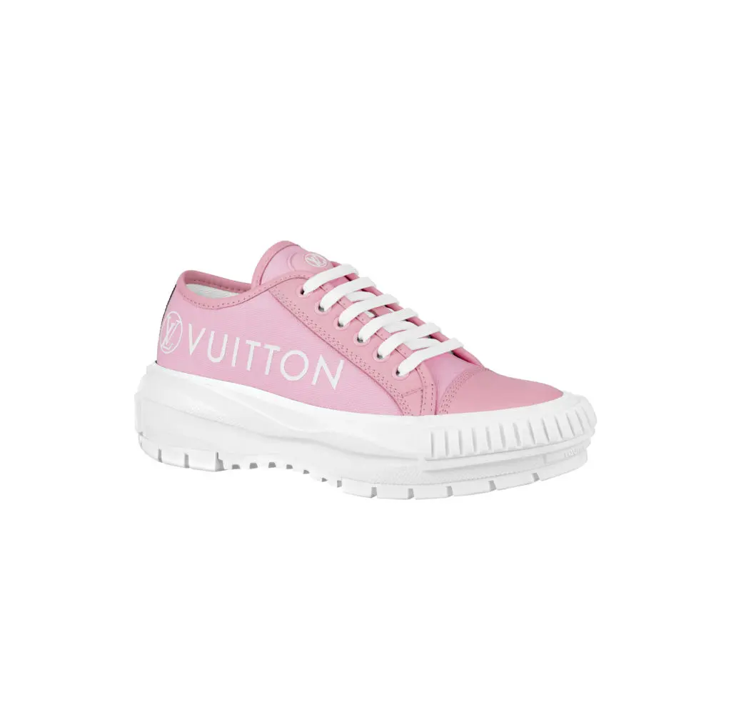 The LV Squad sneaker in cotton canvas comes in black, white and pink.  (Photo courtesy of Louis Vuitton)