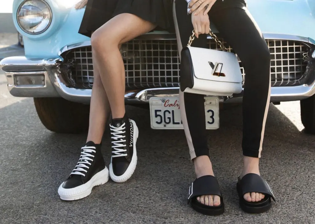 Louis Vuitton introduces is pre-fall footwear collection of sneakers and mules for women via a photo promotion featuring two of the nation's top influencers.  