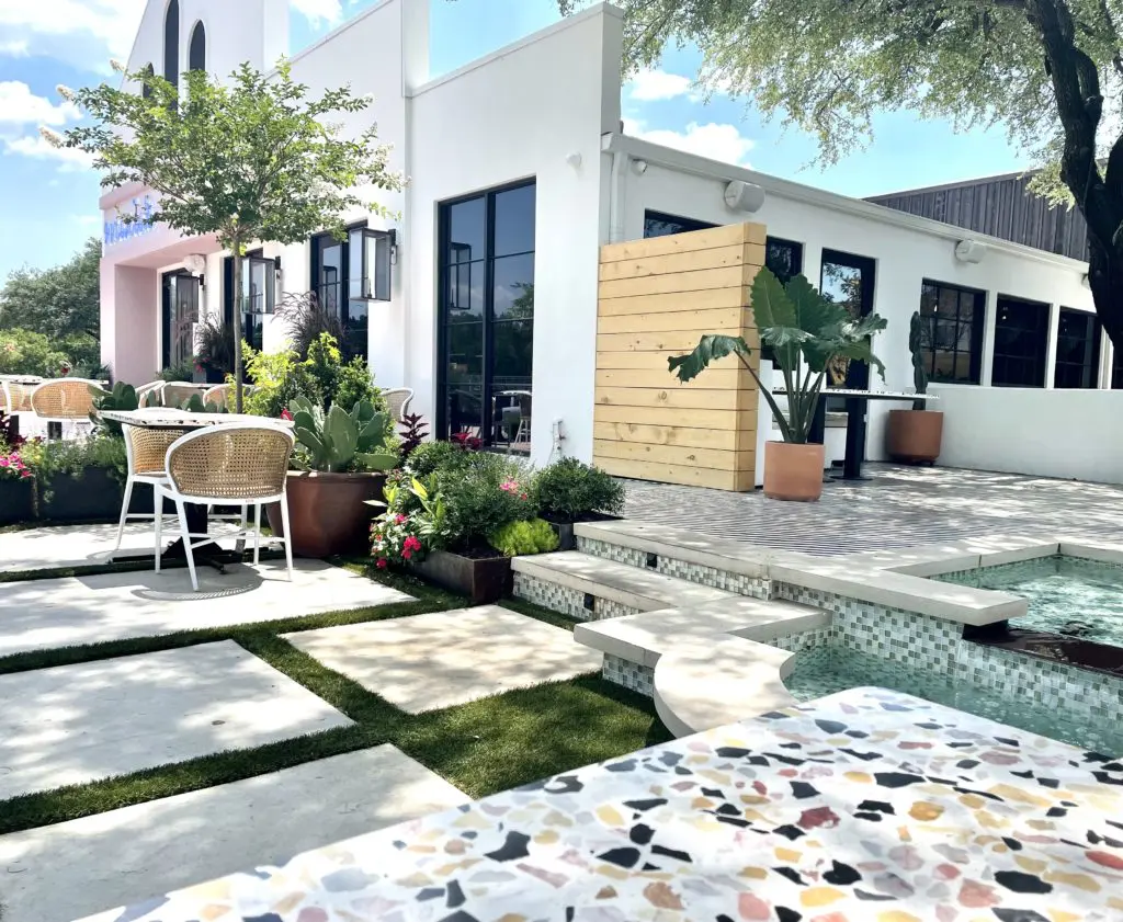 The shady patio with high design and mission style appeal welcome you to Maria's. Photo by Courtney Dabney.