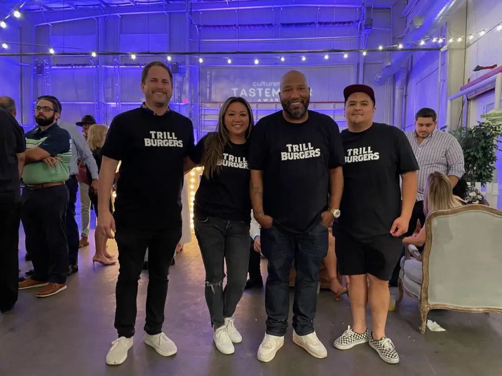 Nick Scurfield, Patsy Vivares, Bun B, and Andy Nguyen are bringing smash burgers to Houston. (Photo by Julie Nong).